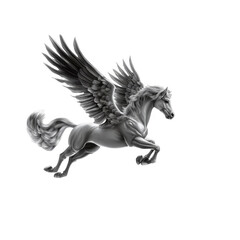 Naklejka premium A 3D Illustration Of A Pegasus Horse With Wings On A Transparent Background