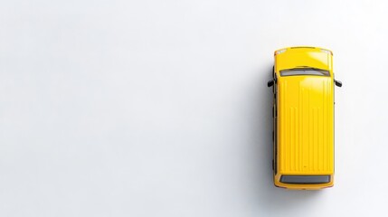 Yellow van toy on white background