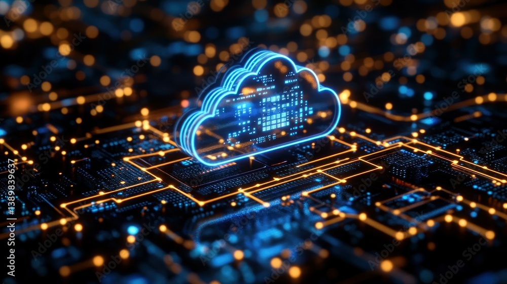 Poster cloud computing technology on a circuit board