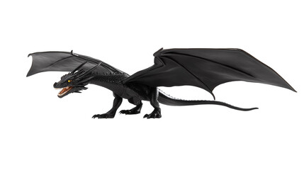 Black Dragon Illustration Isolated A Mythical Winged Creature On Transparent Background