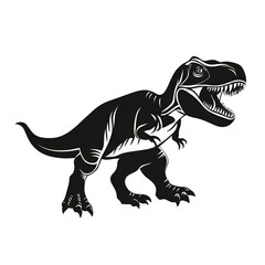 Obraz premium Black Silhouette Tyrannosaurus Rex Illustration On Transparent Background