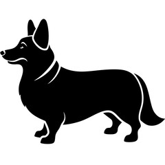 Corgi silhouette on a white background, Minimalist and simple icon. Cartoon puppy. Vector template for laser cutting wall art isolated on white.