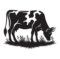 Cows silhouette vector illustration on white background.