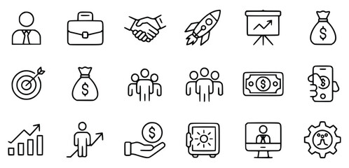 Business Growth Icons Symbolizing Success Financial Investment And Strategic Teamwork