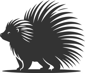 Porcupine silhouette animal vector