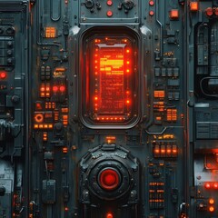 Fototapeta premium Futuristic Cyberpunk Female Android - Biomechanical Artificial Intelligence Wired to Technology