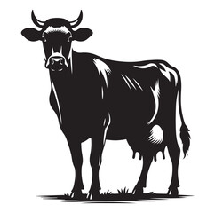 Cows silhouette vector illustration on white background.