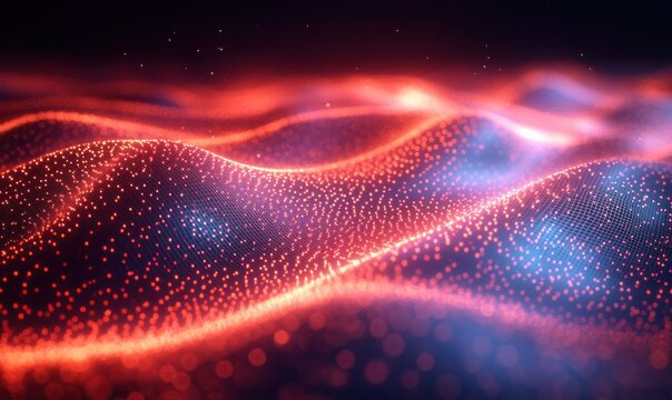 Red Abstract Digital Art with Grid Texture and Smooth Curvature in Modern Minimalism Studio