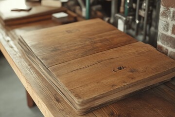 Fototapeta premium Stacked reclaimed wood planks. Durable, rustic, and ready for furniture or flooring