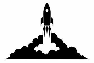 a rocket launch design silhouette vector illustration