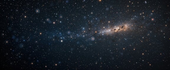 Fototapeta premium A vast, very dark sky is filled with countless shimmering stars, twinkling like diamonds against the deep blue-black backdrop, creating a serene and enchanting night scene.