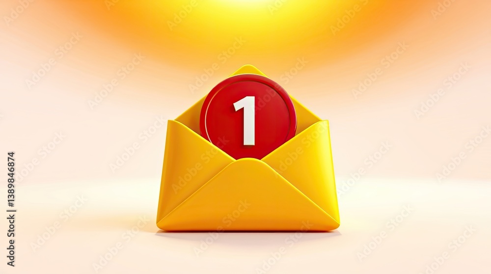 Poster a yellow envelope with a red one notification displayed inside
