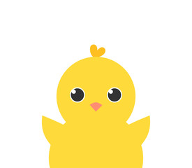 Cute Easter chick isolated on white background. Yellow baby chicken. Vector illustration.