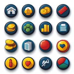  Modern business user interface icons set for digital applications, websites, and software