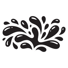 Water drops and splash Vector Black silhouettes in simple doodle style. Set different liquid shapes. with white background