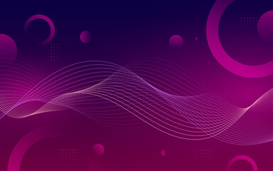 Abstract Wave, Line Particle Technology Background.Trendy.abstract background.Dark purple gradations,circle shape gradations.Vector illustration.
