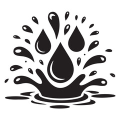 Water drops and splash Vector Black silhouettes in simple doodle style. Set different liquid shapes. with white background