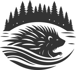 Porcupine silhouette animal vector