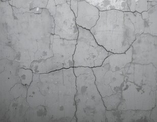A weathered wall featuring prominent cracks and peeling paint, showcasing a blend of faded colors and textures that evoke a sense of age and character in the surface.