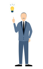 Simple illustration of businessman in business suit inspiring ideas