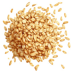 Heap of fresh organic rolled oats, realistic cereal texture, isolated transparent background.