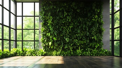 Lush green wall with natural plants inside picture
