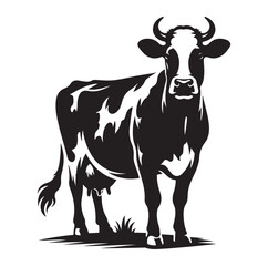 Cows silhouette vector illustration on white background.
