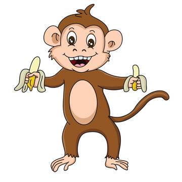 cartoon monkey holding bananas clip art preview