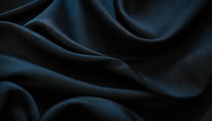 Fototapeta premium Midnight Elegance: A close-up shot reveals the flowing folds of a deep, luxurious dark fabric, with an ethereal touch that adds mystery and allure. 
