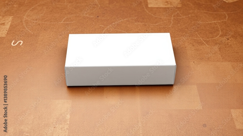 Poster a simple white rectangular box rests on a textured surface