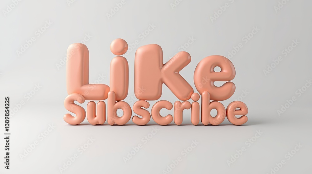 Poster animated letters reading like and subscribe in stylish design