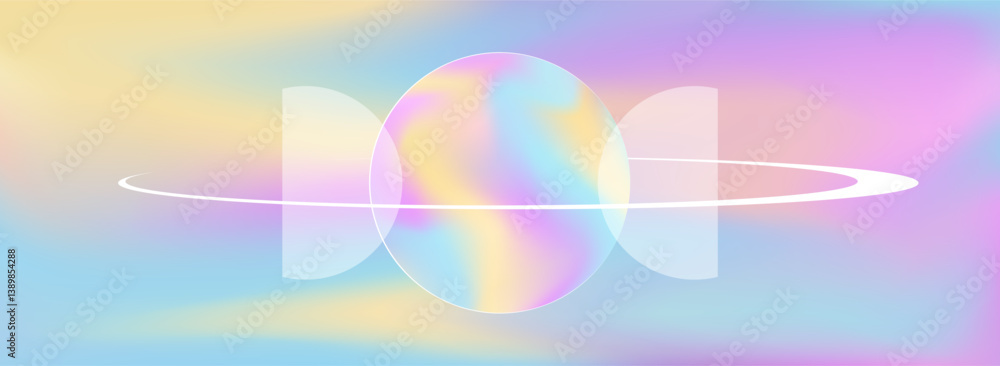 Poster retro background with the circle and frame on the vivid colorful blended background. vector backdrop