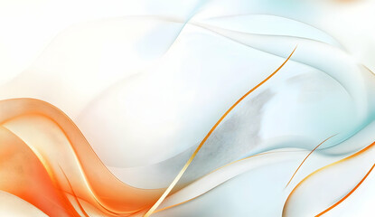 Naklejka premium Abstract background with a golden frame and wavy shapes in orange