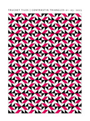 Truchet Tiles Contrasting Triangles Pattern in Pink and Black
