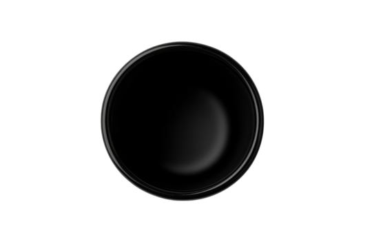 Empty black bowl overhead studio shot minimalist simple design clean background