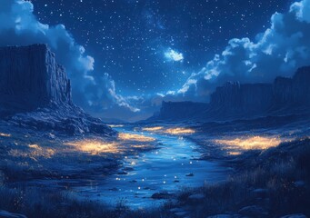 Naklejka premium Surreal Collage Landscape with Glowing River and Vintage Photo Fragments in a Dadaist Style