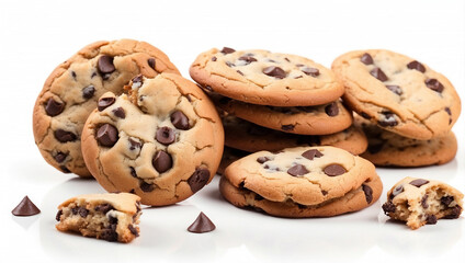 Classic Chocolate Chip Cookies Isolated on White for Baking Inspiration