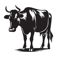 Cows silhouette vector illustration on white background.