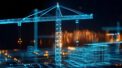 A hightech construction crane featuring glowing attributes, ideal for projects focused on futuristic themes