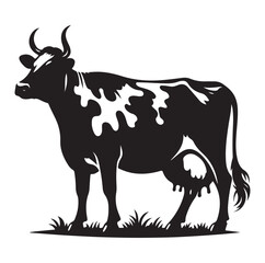 Cows silhouette vector illustration on white background.