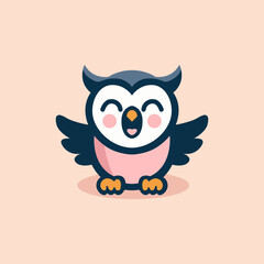 playful cute owl animal logo design