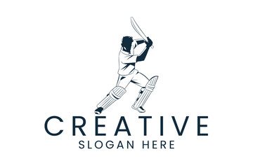 Dynamic Cricket Player Action Logo Design Graphic game team icon sport style    