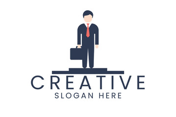 Professional Businessman Creative Logo Design Modern Style tie red suit icon    