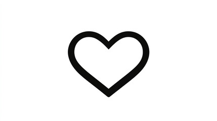 Fototapeta premium Heart icon, simple vector line art, black on white background