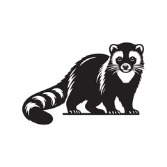 Minimalist Civet Vector - Civet Silhouette - Illustration of Civet - Civet Animal Design.