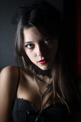 Fototapeta premium Portrait of a gothic girl in her 20s posing
