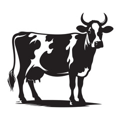 Cows silhouette vector illustration on white background.