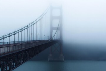 Golden Gate Bridge in Heavy Fog over San Francisco Bay