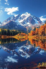 Obraz premium Serene Reflection of Mount Shuksan in Autumn Lake