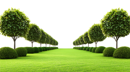 Green Grass Field with Trees on Both Sides - A wide lawn surrounded by trees on the left and right. Perfect for outdoor scenes, nature backgrounds, and relaxation visuals